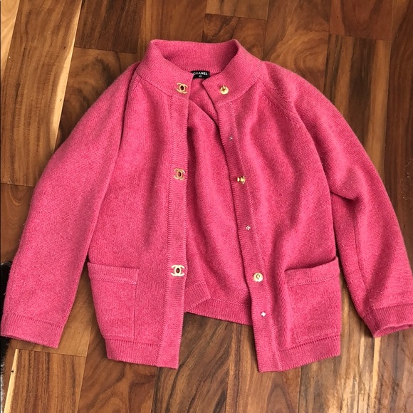 pink chanel cardigan
